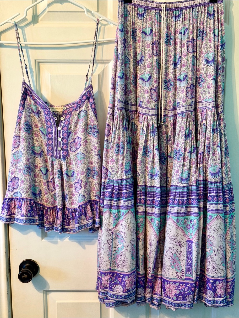 Spell & The Gypsy Poinciana Cami Maxi Skirt Set Lilac Small RARE
